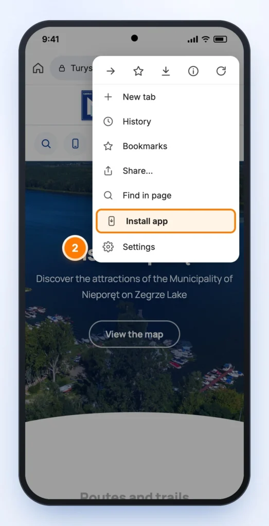 Chrome menu with the “Install app” option highlighted